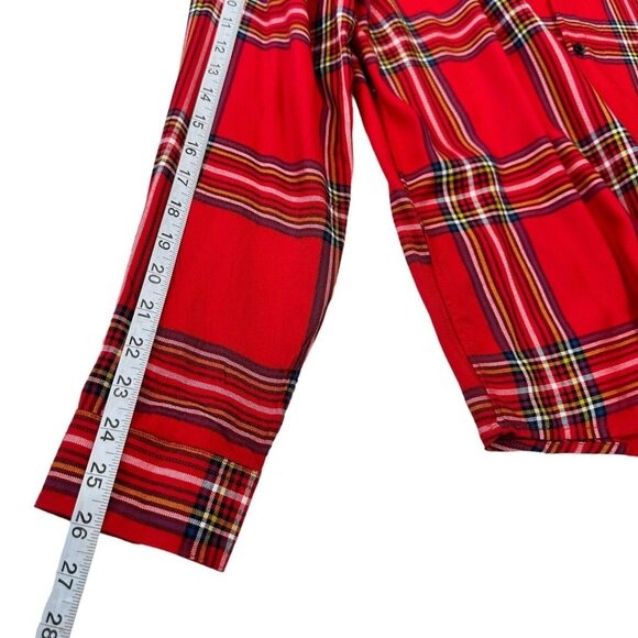 H&M Women Red Plaid Button Down Shirt SZ L Christmas Classic -Holiday Multicolor - Picture 7 of 15